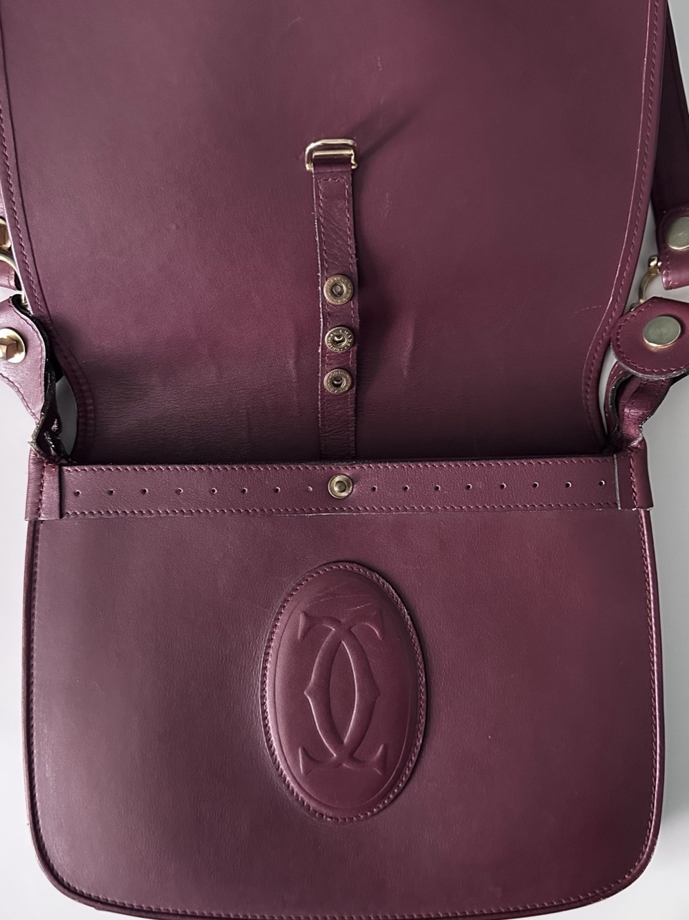 Vintage 1980s Must de Cartier Bordeaux Leather Shoulder Bag | Repair - Picture 4 of 13